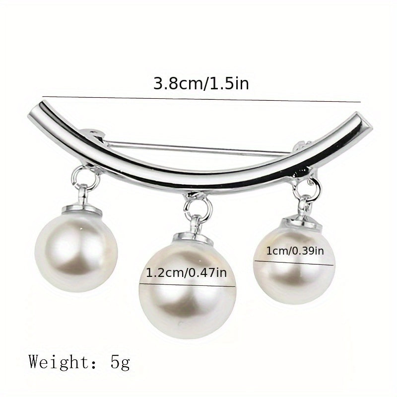 1pc Fashion Pearl Fixed Collar Clip Charm Safety Pin Brooch Sweater Cardigan Clip Chain Brooch Jewelry