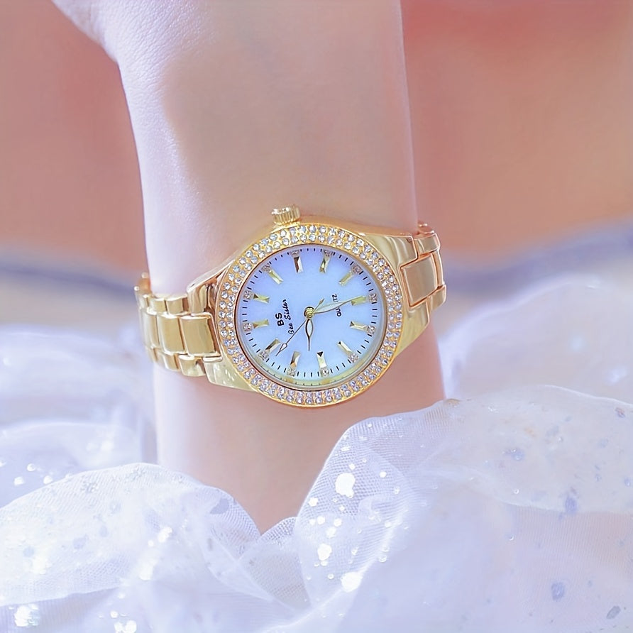 Rhinestone Decor Quartz Watch Casual Analog Party Dress Watch, Gift For Mother's Day Valentine's Day