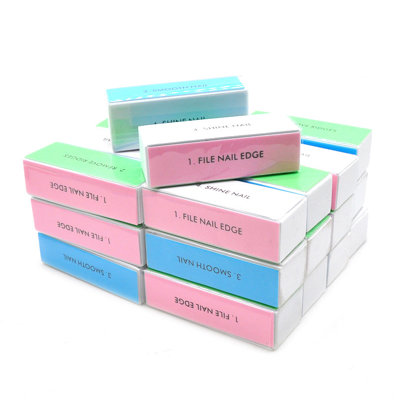 5pcs Colorful 4-Sided Sponge Nail Polish Buffers Multifunctional Professional Sandpaper Nail File Edge Grinder Nail Care Tools