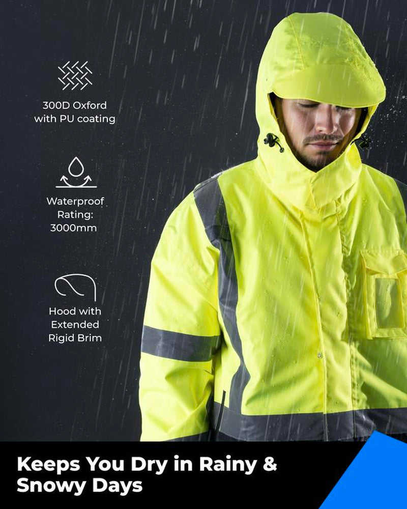 Toolant Warm Safety Jackets for Men, High Visibility Reflective Work Jackets, Waterproof Construction Coats for Cold Weather