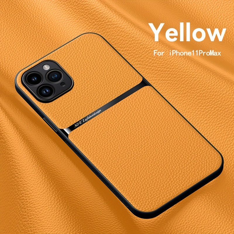 Litchi Pattern PU Leather Phone Case For Iphone15promax With Built-in Magnetic Suction 14 Promax Luxury Style 11 PU Leather 13 Promax Full Package Fall Protection Case