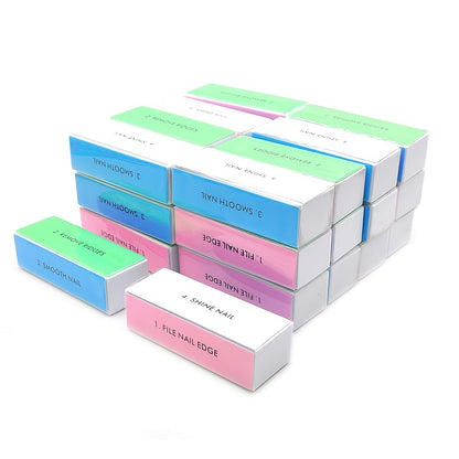 5pcs Colorful 4-Sided Sponge Nail Polish Buffers Multifunctional Professional Sandpaper Nail File Edge Grinder Nail Care Tools