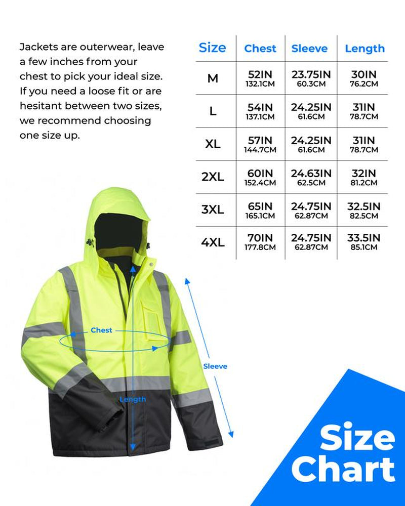 Toolant Warm Safety Jackets for Men, High Visibility Reflective Work Jackets, Waterproof Construction Coats for Cold Weather