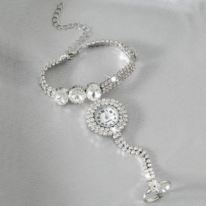 Sparkling Rhinestone Tassel Watch Bracelet - Timeless Round Glass Dial for Women - Elegant Dress-Up Essential with Glamorous Charm