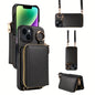 Leather Phone Case with Zipper Lanyard, Wallet, and Card Holder for iPhone (Multiple Models) - Anti-Drop and Convenient