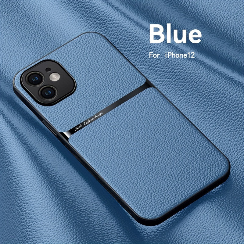 Litchi Pattern PU Leather Phone Case For Iphone15promax With Built-in Magnetic Suction 14 Promax Luxury Style 11 PU Leather 13 Promax Full Package Fall Protection Case