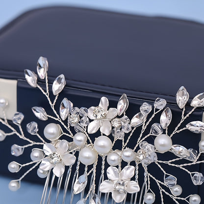 Crystal Bridal Hair Comb, Faux Pearl Wedding Hair Comb, Bridal Comb, Hair Pin For Wedding, Bridal Hair Piece, Hair Accessory