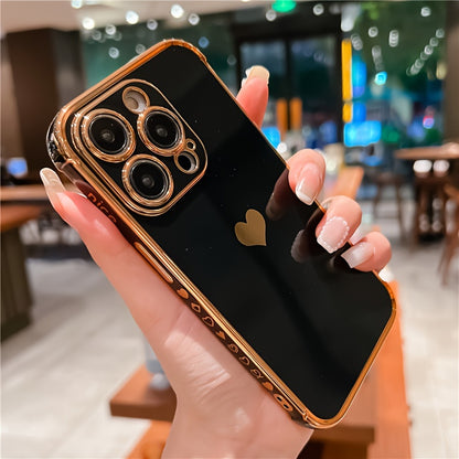 Shimmering Love Electroplated Phone Case - Premium Soft Shell with Four-corner Guard for IPhone 15/14 Pro Max/13/12/11/X/XS/XS Max/14plus/15plus/13mini/12mini