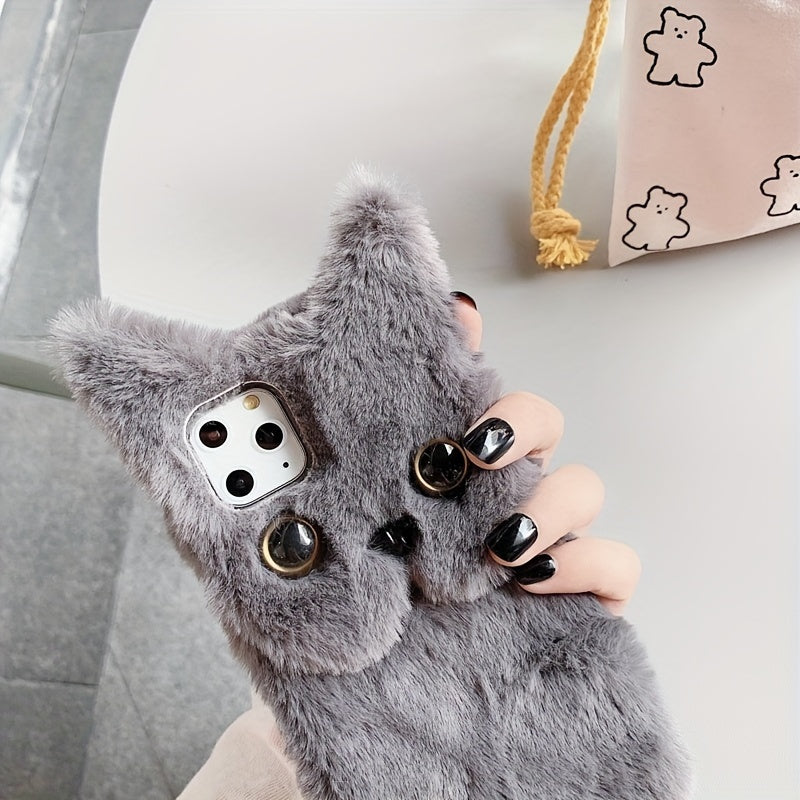Winter Fashion Warm Cute Cat Plush Women's Phone Case Suitable For IPhone 15 Pro Max Phone Case