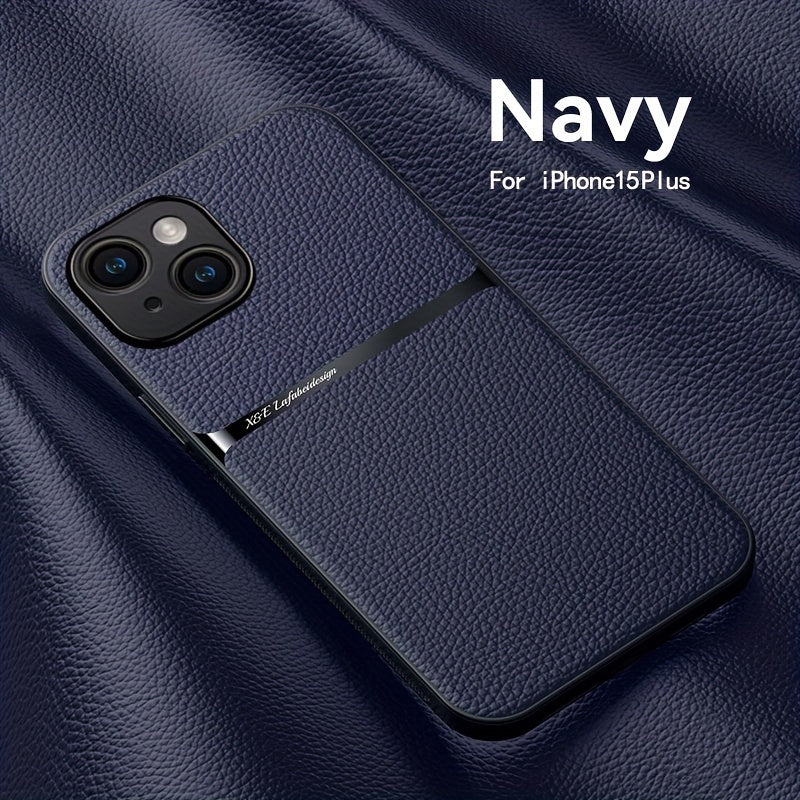 Litchi Pattern PU Leather Phone Case For Iphone15promax With Built-in Magnetic Suction 14 Promax Luxury Style 11 PU Leather 13 Promax Full Package Fall Protection Case