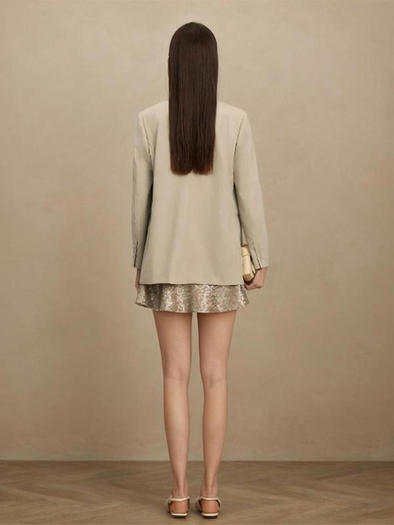 YOZY Women'S Solid Color Shawl Collar Blazer, Elegant Long Sleeve Button Outerwear for Spring & Fall, Ladies Clothes for Work Office Business