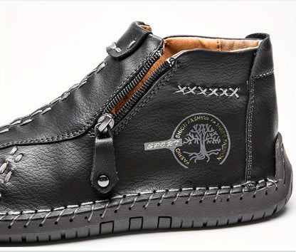 Men's Handmade PU Boots with Zipper, Casual