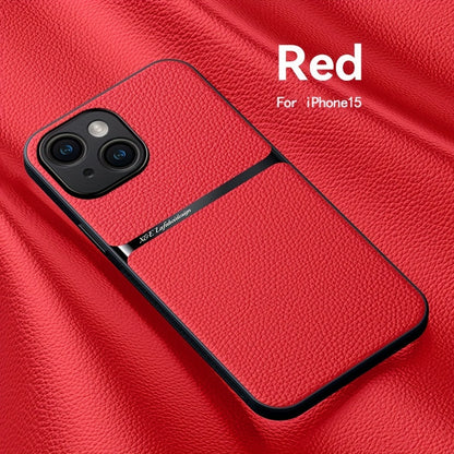 Litchi Pattern PU Leather Phone Case For Iphone15promax With Built-in Magnetic Suction 14 Promax Luxury Style 11 PU Leather 13 Promax Full Package Fall Protection Case