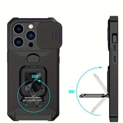 Heavy-Duty Shockproof Phone Case with a Metal Stand And Card Slot, Compatible with for iphone 17 Pro Max, 16 Pro Max, 15 Pro Max, And 14 Pro Max.