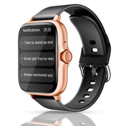 1.83'' Full Touch Screen Smart Watch |, Message Alerts, Call Answering, Sports Pedometer, Health Monitoring, Compatible with Iphone/Android, Alloy Body, Silicone Strap, DESERTCAT - Ideal Gift for And Birthdays