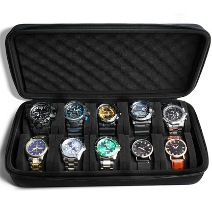 10 Slots Hard Shell Watch Storage Box, Carry Case, Display Organizer, Watch Box Holder Display Cabinet, Ideal for Gifts