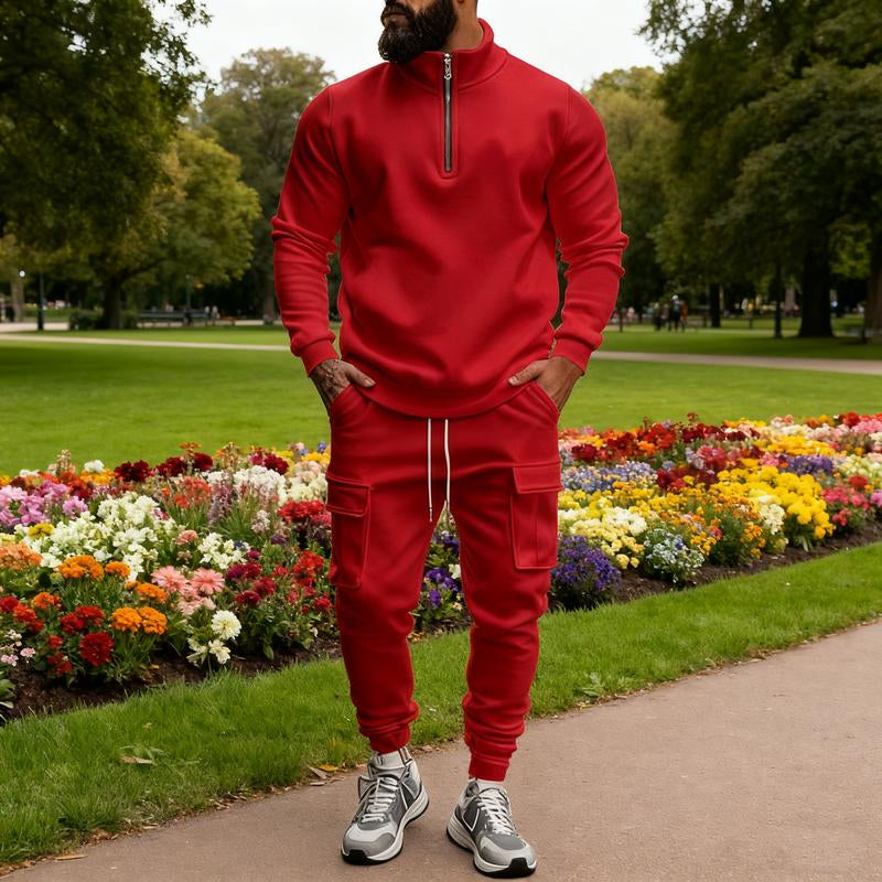 [Balck Friday&Cyber Monday]Kzz Men'S Casual Fleece Lined Zipper Work Pants Set, Thick Fabric Warm Long Trousers for Fall & Winter, New Arrival Us Style Classic Clothes Thanksgiving Outfits