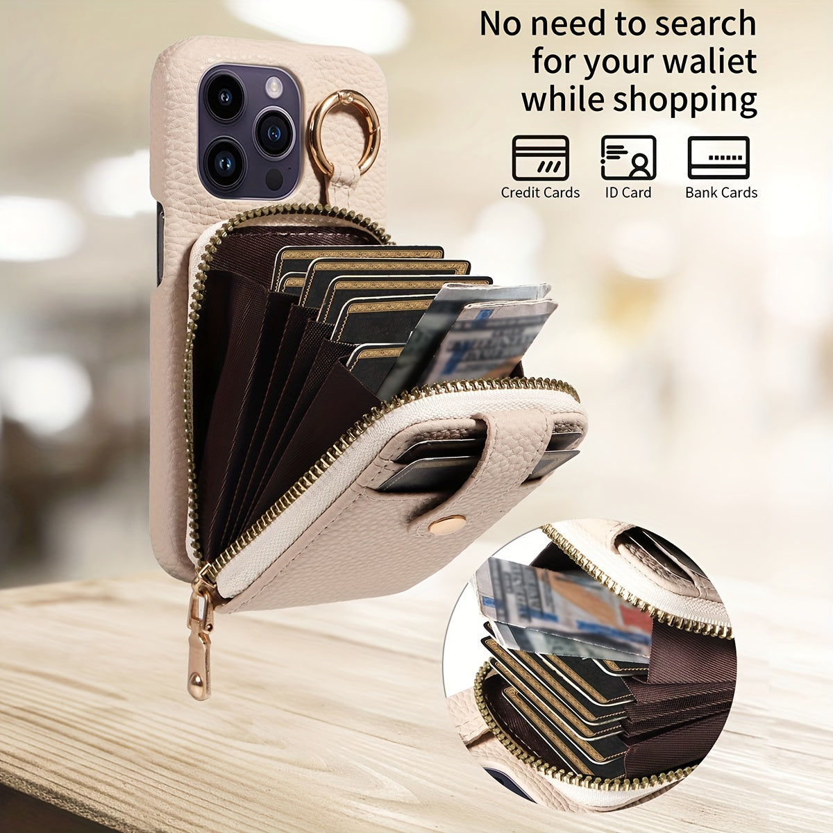 Phone Case Cover Anti-Fall Card Holder Crossbody Bag, For IPhone 15/15Plus/15Pro/15ProMax, IPhone 14/14Plus/14Pro/14ProMax, With Hook, With Long Lanyard Multifunctional Zipper Card Storage Leather Phone Case Cover