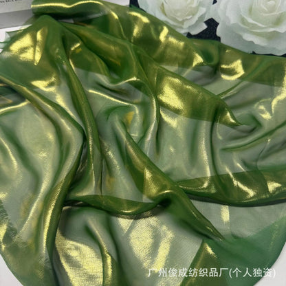 Elegant Retro Style Hanfu Sling Dress New Light Ultra-Thin 100% Polyester Chiffon 75D Weft Fabric with Bronzing Decorative Cloth