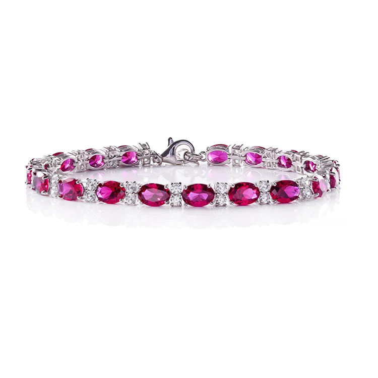 Exquisitely Crafted Fine Jewelry 925 Sterling Silver  Adjustable Ruby  Gemstone Woman Bracelet
