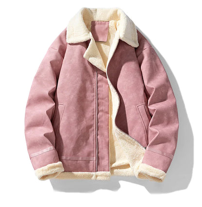 ANSZKTN Men  Vintage Winter Jacket With extra Fleece Lapel Fur Coat