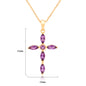 Vintage Women Jewelry Gift Gemstone Hand Setting Marquise Round Shape Amethyst Cross Necklace for Christmas Gift