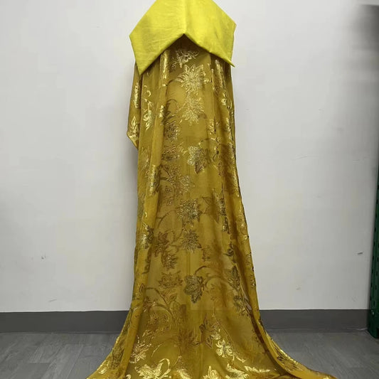 Organic 100% Silk Chiffon Fabric Dirac Set for Girls Printed Wedding Dresses with Woven Somali Gorgorad Motifs Lightweight