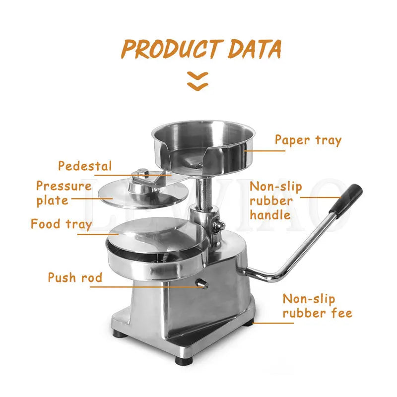 Hamburger Press 100-150mm Commercial Manual Round Meat Shaping Kitchen Machine Home Forming Burger Patty Maker