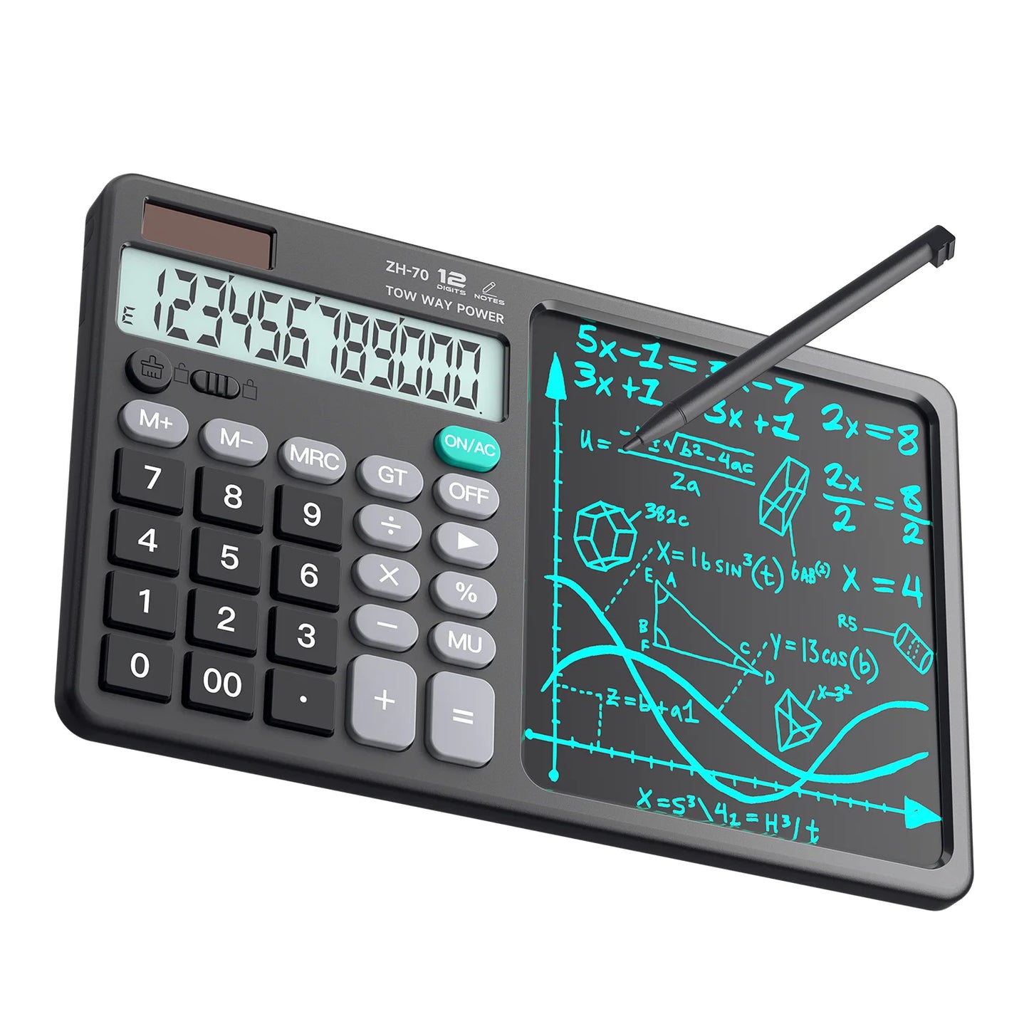 Smart Drawing 12-Digit Scientific Calculator LCD Writing Pad Factory Office School Tool for Promotions Button Battery Operated