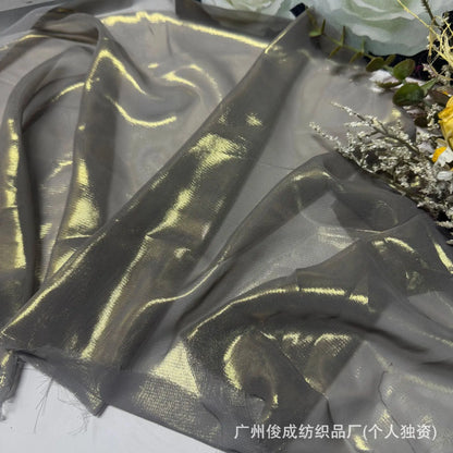 Elegant Retro Style Hanfu Sling Dress New Light Ultra-Thin 100% Polyester Chiffon 75D Weft Fabric with Bronzing Decorative Cloth