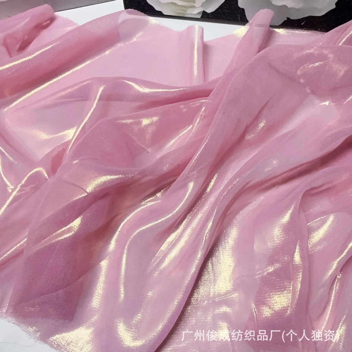 Elegant Retro Style Hanfu Sling Dress New Light Ultra-Thin 100% Polyester Chiffon 75D Weft Fabric with Bronzing Decorative Cloth