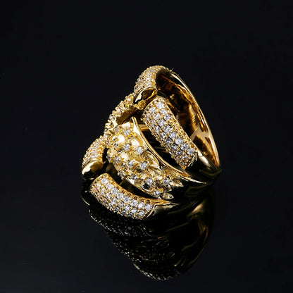 014477 Vintage Style Gold Plated Band Rings Zircon Free Size Ring Hip Hop Good Quality Brass Material Cubic Zirconia Ring