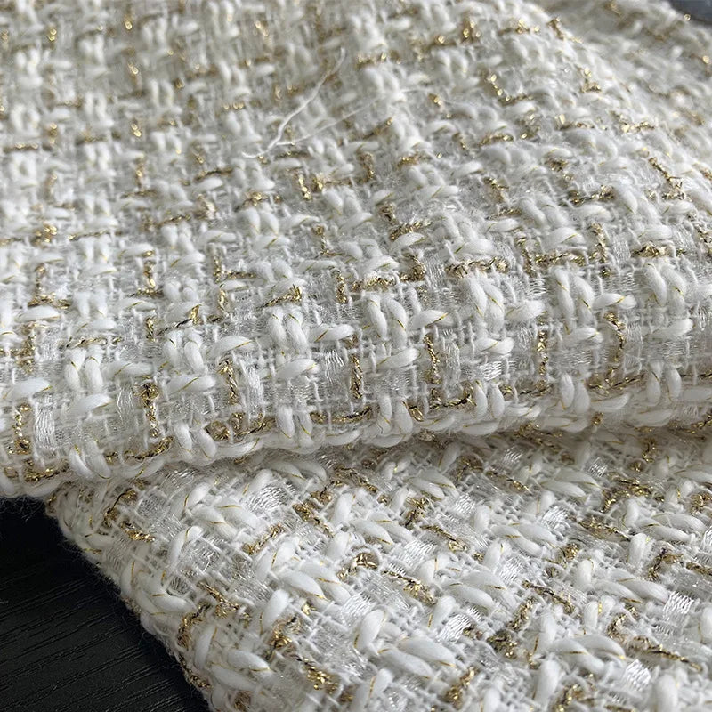 Wholesale 100% Polyester Woolen Fabric Fiber Plaid Check Woven Woolen Yarn Dyed Tweed Fabric for Coat Clothing Dress Vest Skirt