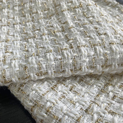 Wholesale 100% Polyester Woolen Fabric Fiber Plaid Check Woven Woolen Yarn Dyed Tweed Fabric for Coat Clothing Dress Vest Skirt