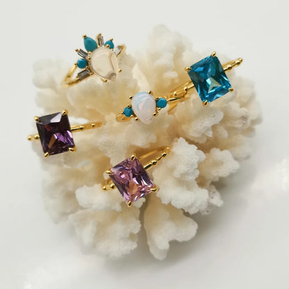 Bijoux En Argent Jewelry Crystal Gemstone 925 Sterling Silver Custom Birthstone Ring Amethyst Tiny Ring Band Summer Ring