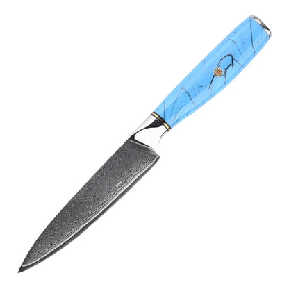 Customizable Kitchen Chef Knife Set 67-Layer Damascus Steel with Turquoise Handle for Food Preparation
