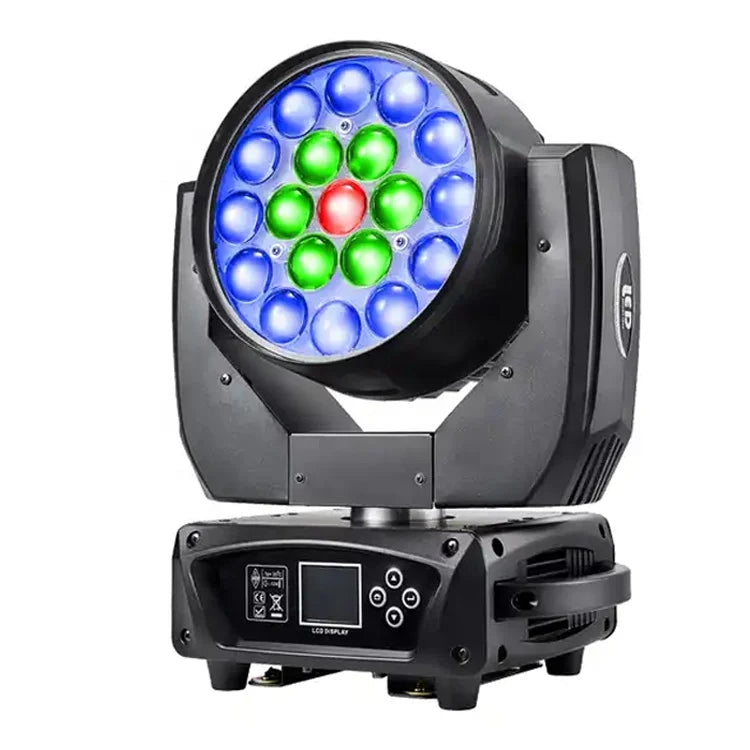 Stage Lighting 19*15W RGBW 4in1led Zoom Wash Moving Head Light for Party Wedding Dj Disco
