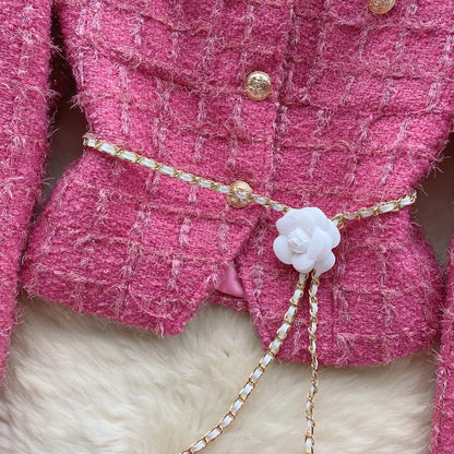 Boutique Wholesale 2026 Autumn New High-end Woolen Cardigan Jacket Split Mid Length Skirt Women's Set