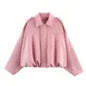 PB&ZA Women 2025 Spring New Chic Fashion Suede Bomber Jacket with Lapel Coat Vintage Long Sleeve Female Outerwear Chic