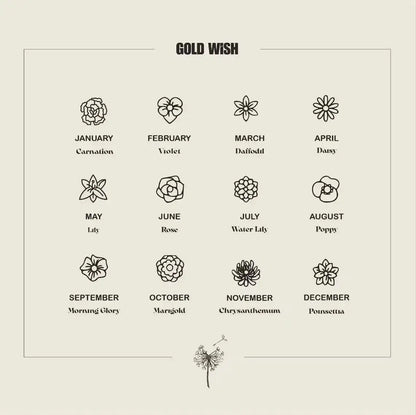 Qiuhan Bouquet Stainless Steel Jewelry Gift for Women 18K Gold Birth Flower Necklace