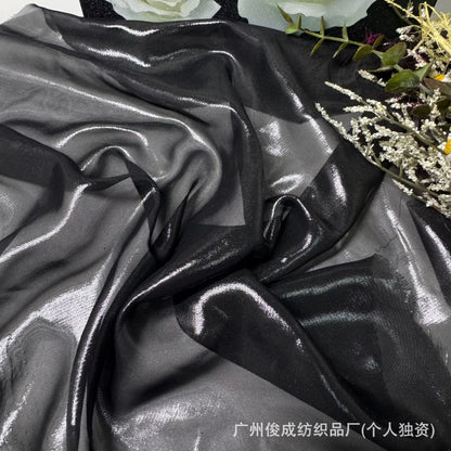 Elegant Retro Style Hanfu Sling Dress New Light Ultra-Thin 100% Polyester Chiffon 75D Weft Fabric with Bronzing Decorative Cloth
