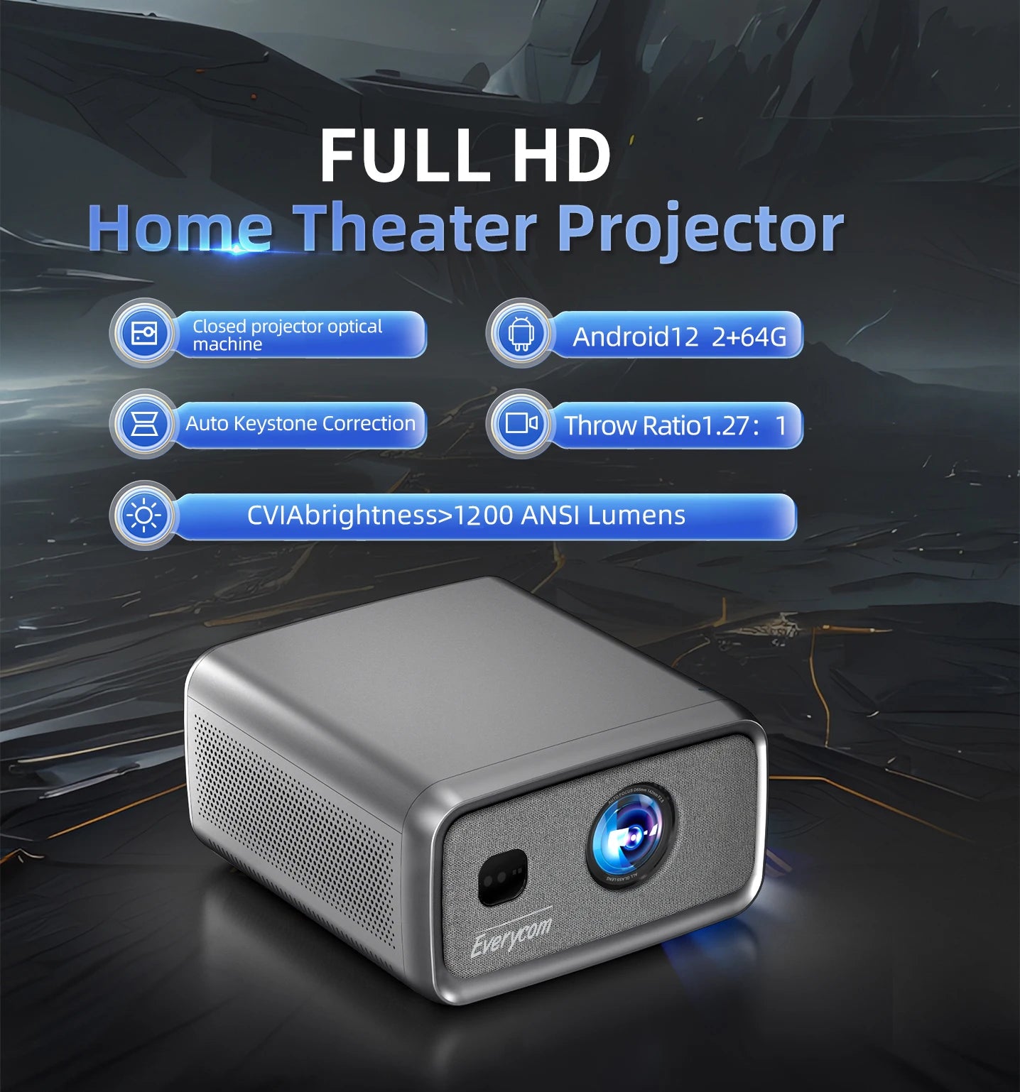 Top Ranking Everycom E1 Short Throw Projector Led  Lcd  Native    Full hd Led  Projector 1080p