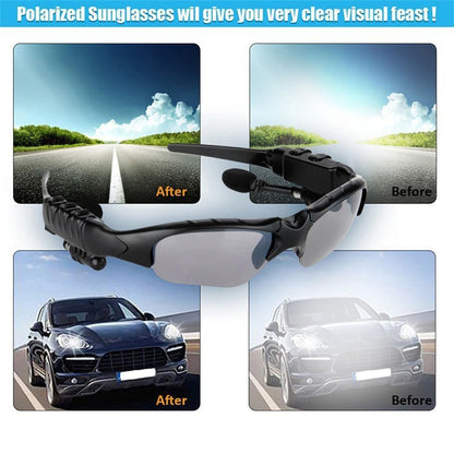 Sunglasses Earphone Wireless Headset with Mic Smart Glasses Earbuds Stereo Sport Sunglasses Headphone for Driving Cycling