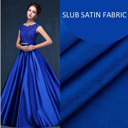 Shiny Satin Slub Dupion Fabric 100% Polyester Quick Shipping 96 Colors in Stock for Girls' Long Dresses and Curtains