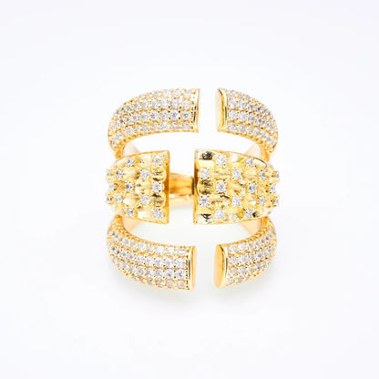 014477 Vintage Style Gold Plated Band Rings Zircon Free Size Ring Hip Hop Good Quality Brass Material Cubic Zirconia Ring