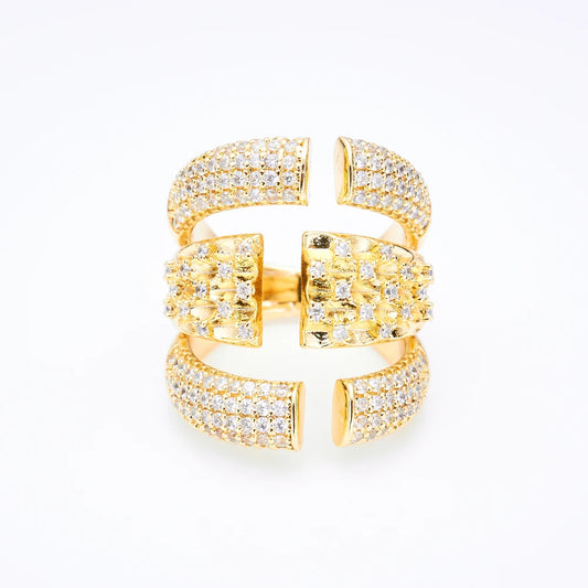 014477 Vintage Style Gold Plated Band Rings Zircon Free Size Ring Hip Hop Good Quality Brass Material Cubic Zirconia Ring
