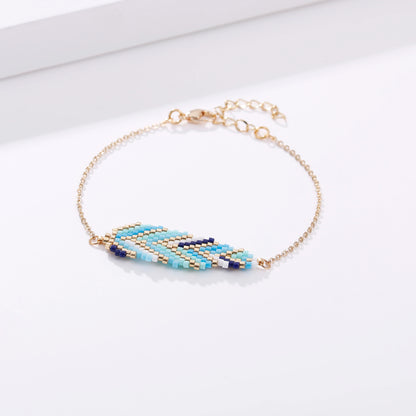 Hand Made Trendy Boho Jewelry Women Seed Beads Bracelets Necklace Earrings Leaf Miyuki Jewelry Set