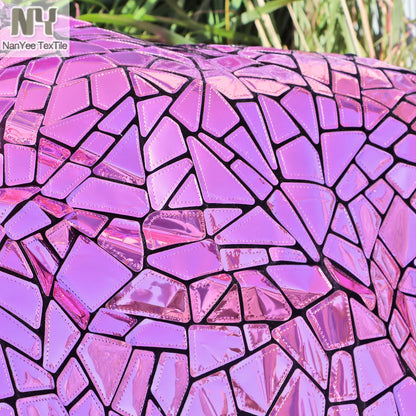 Wholesale Iridescent Extra Large Geometric Sequin Laser Cut Embroidery Fabric on Velvet