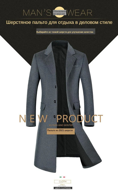 Coats for Men,Wool content 54%,A Long Jacket Below The Knee,Men's Overcoat,Men's Coat Windbreaker,Men Coats, Long Overcoat Men