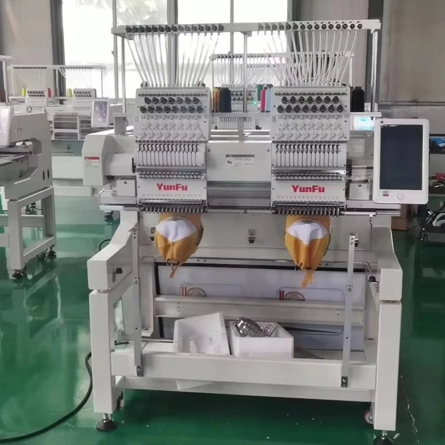 High- Quality Professional Computer Embroidery Machine Price  2 Heads Automatic 3D Hat T-shirt Flat Logo Cap Embroidery Machine